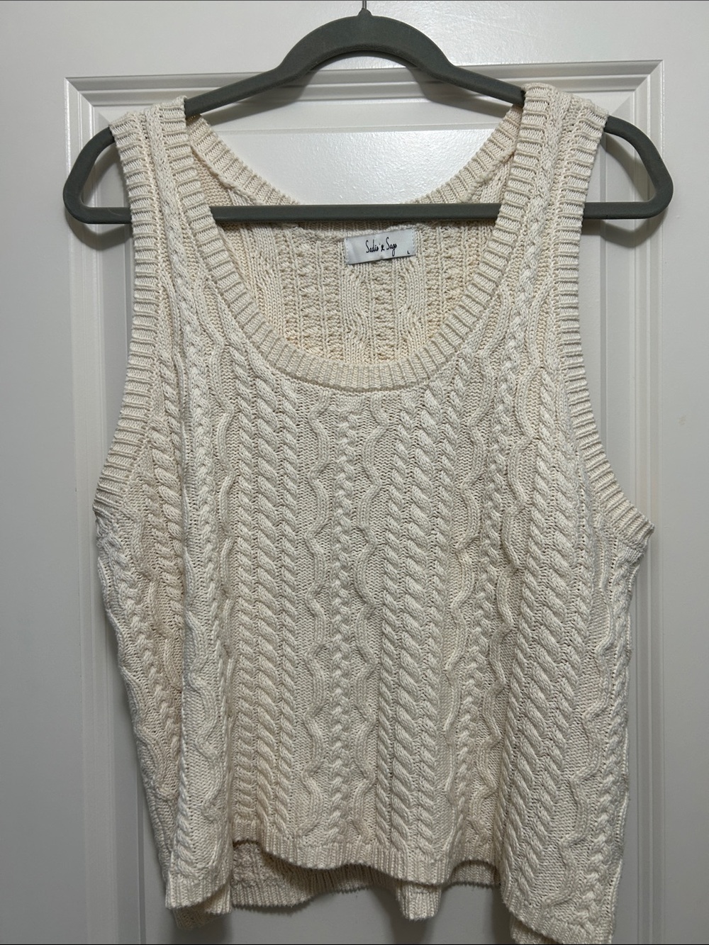 Sadie & Sage Cream Cable Knit Tank Top